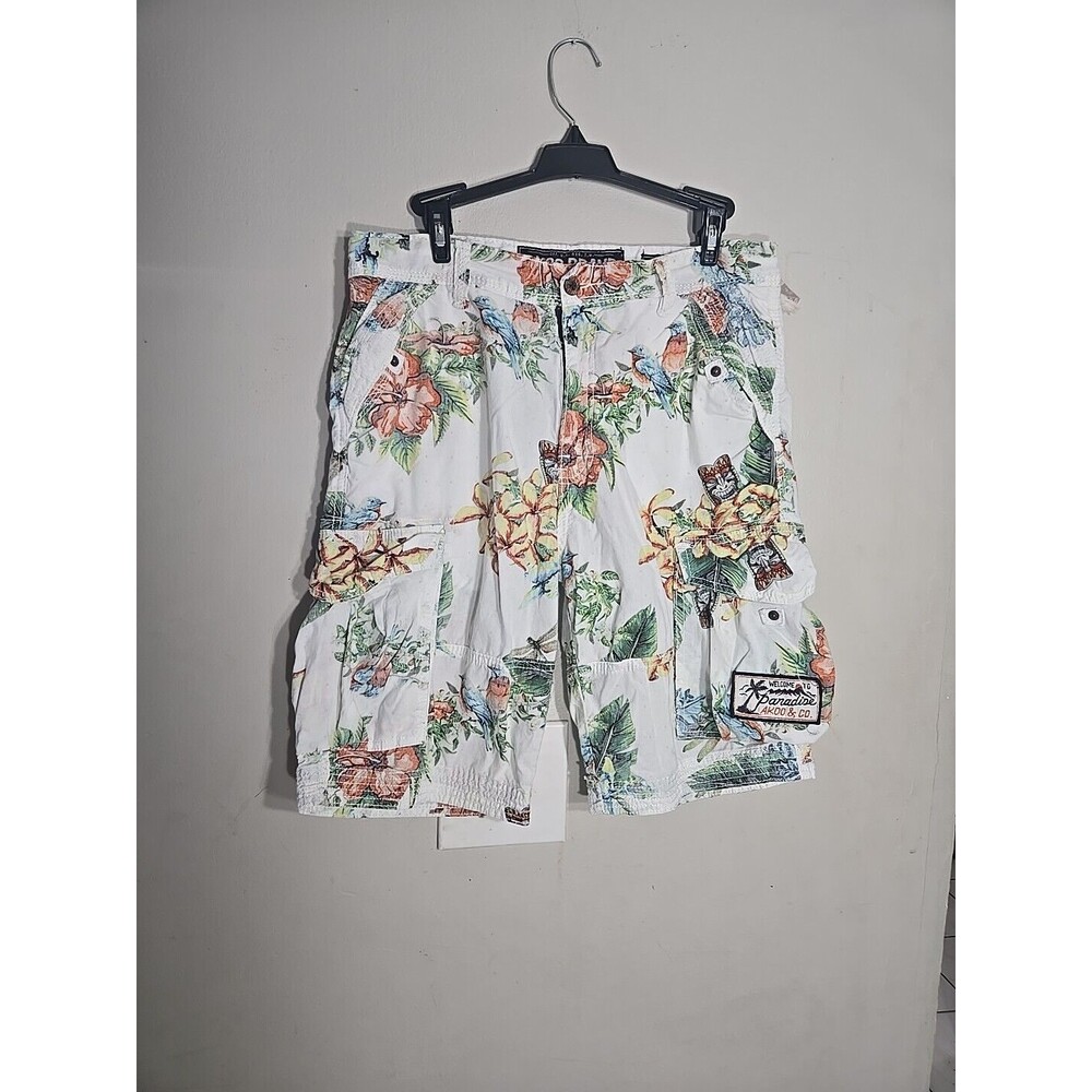 AKOO Floral Bird Linen Cargo Shorts Sz. 32